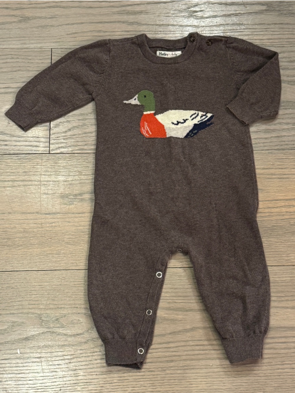 Hatley Baby Brown Knit Duck Onesie